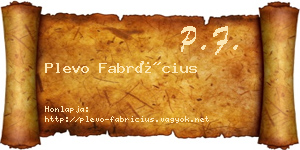 Plevo Fabrícius névjegykártya